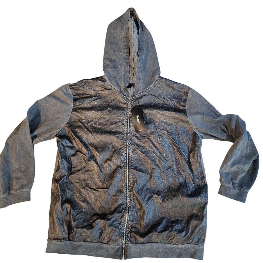 Venti6 Jacket Womens large Size Gray Hooded Full Zip Lightweight Casual Jersey